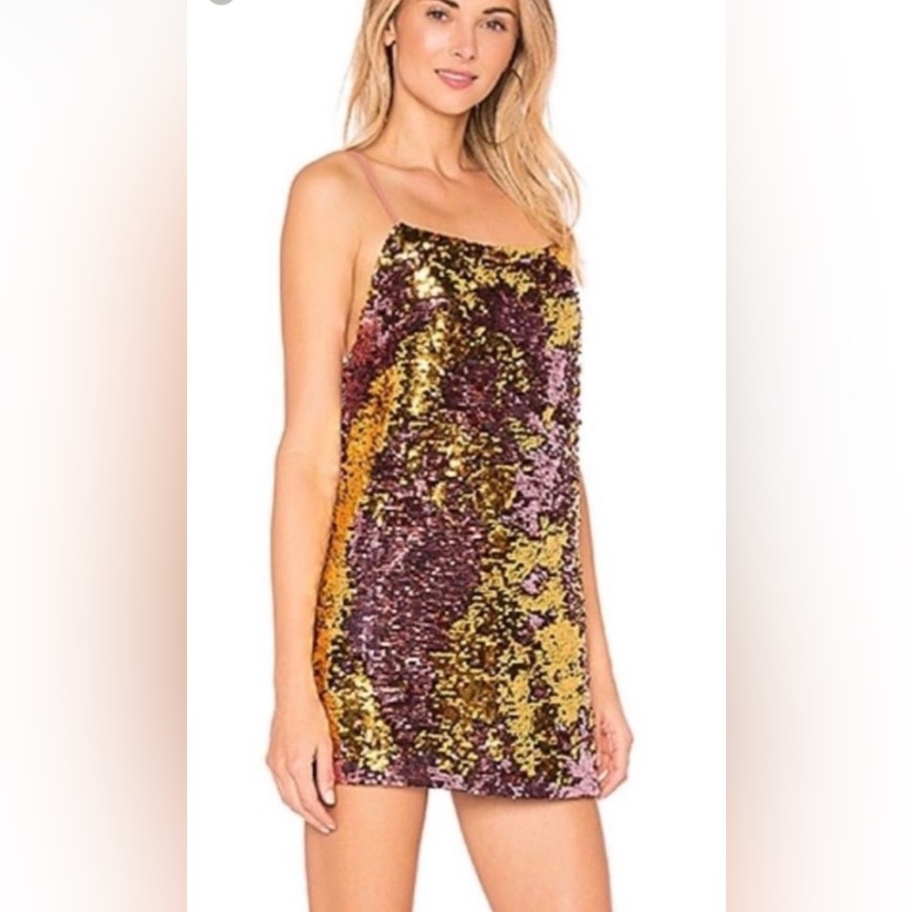 Lovers + Friends Pink Sequin Sparkly Metallic Slip Mini Dress Small Eras Tour